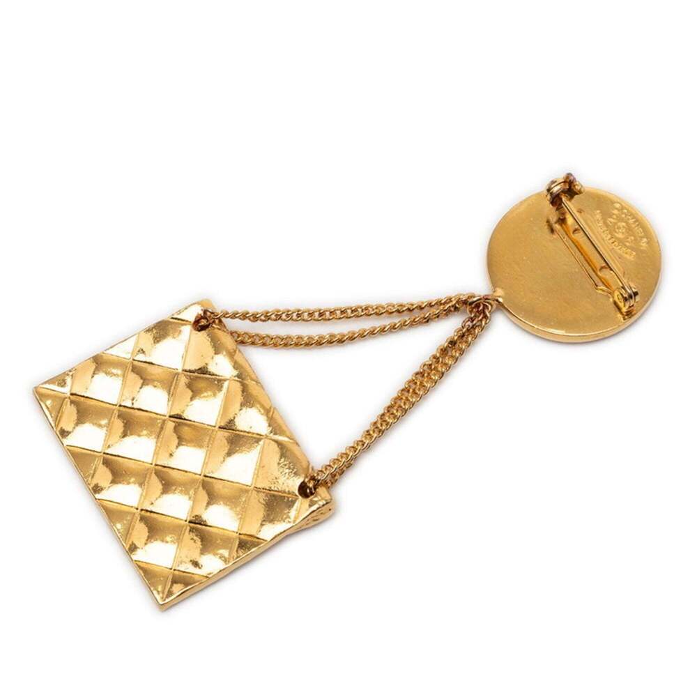 CHANEL Authentic Vintage Gold Logo Brooch - Picture 2 of 3